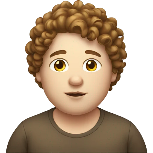 Fat white kid with long brown curly hair emoji