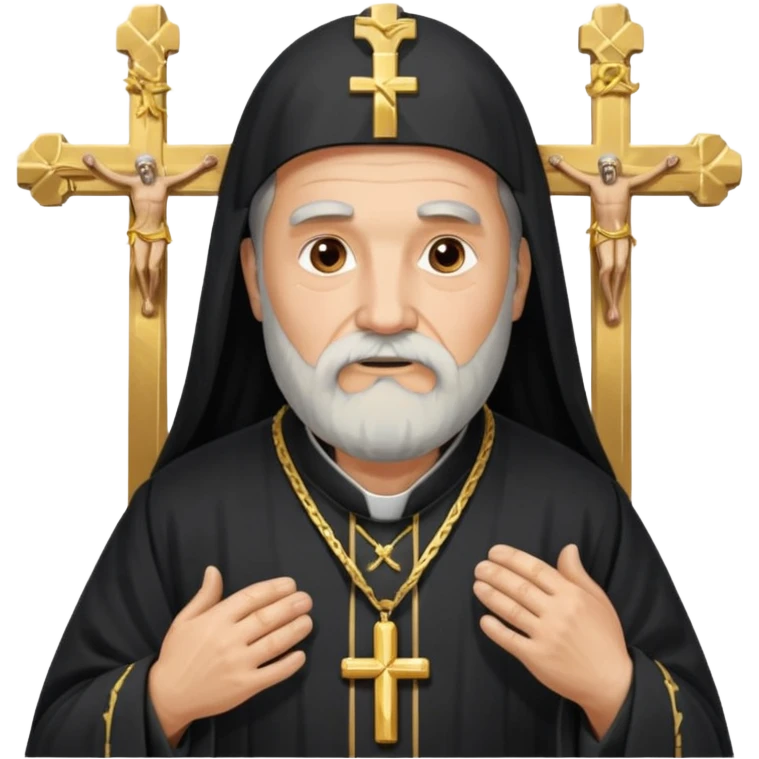 Older Orthodox Christian priest crossing himself (making the sign of the cross) with the movement of the Cross outlined in gold streaks emoji