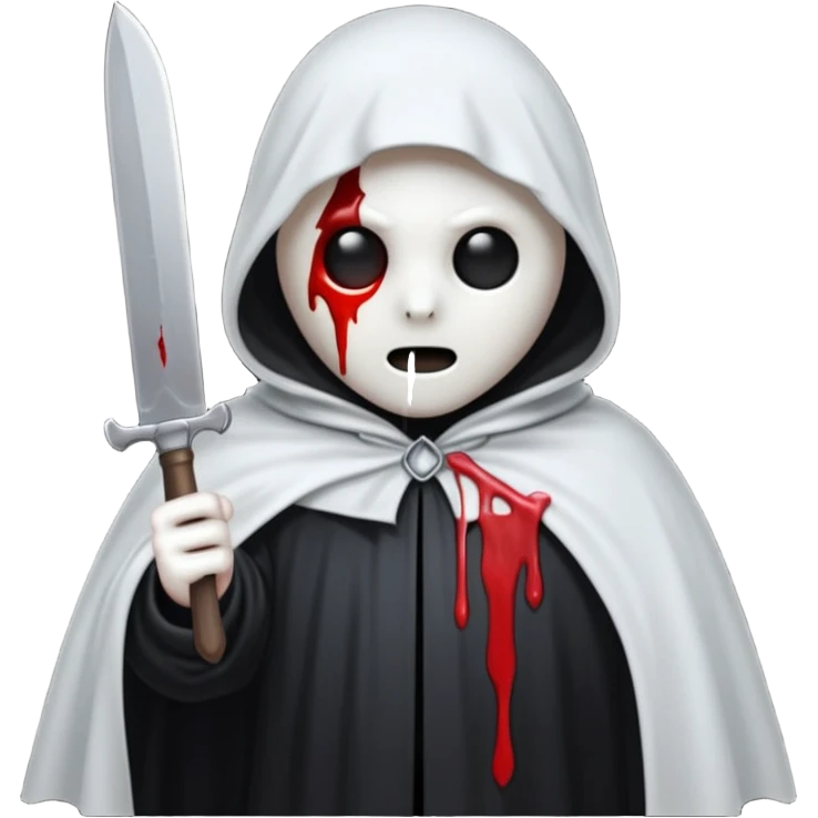 make a ghost face emoji with a cloak on and a bloody knife from the movie scream emoji