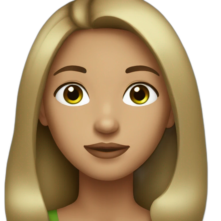 Woman Latina with long hair brown and green eyes  emoji