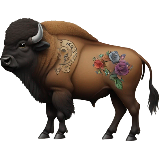 bison with tattoo on side emoji