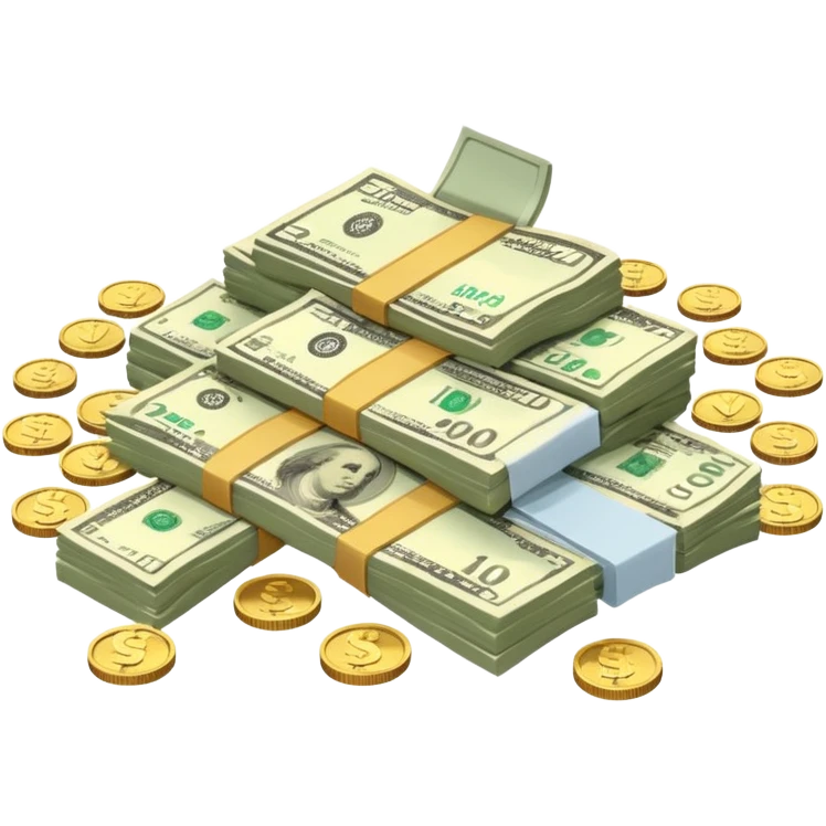 It's an image of money such as coins and bills, but there's only one or two neatly emoji