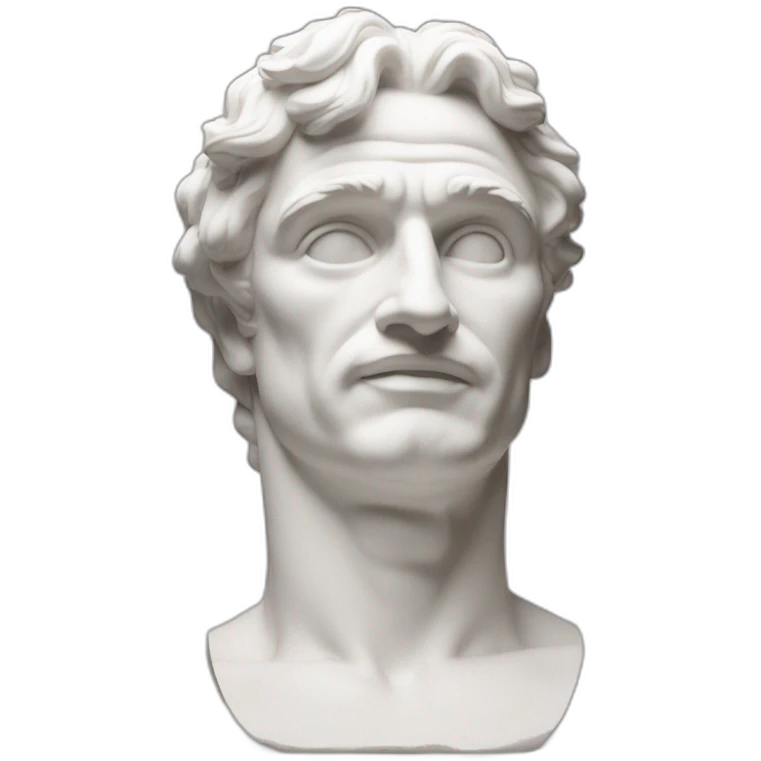 estátua dos pés a cabeça de um homem musculoso igual a Roma antiga. Mármore branco. Sem roupas. O bico do peito está em destaque, em seguirá a V-Line emoji