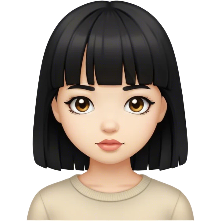 Cute girl with black bangs emoji