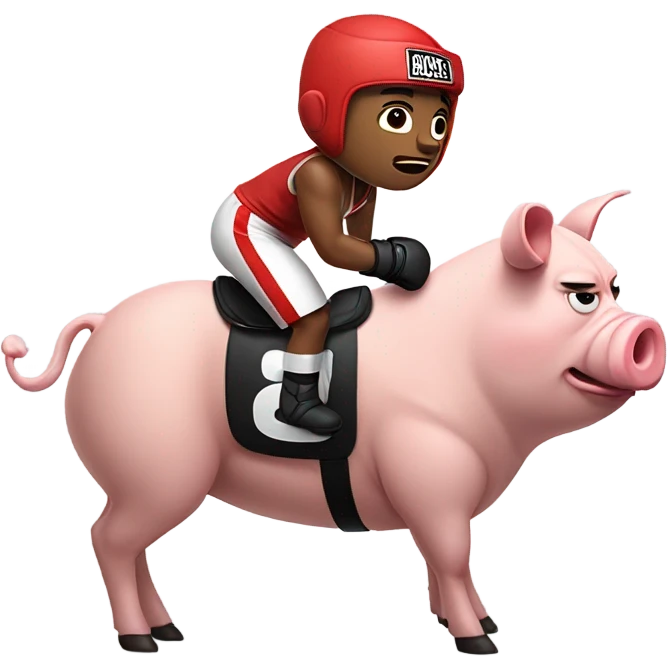 Boxer riding a pig emoji