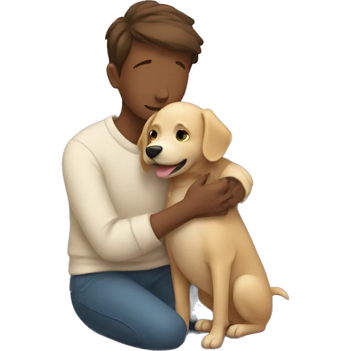 Person hugging a dog emoji