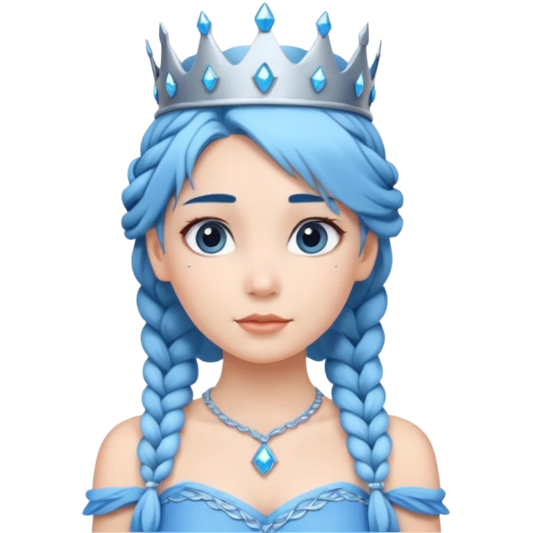 braided hair ice princess with crown blue hair emoji