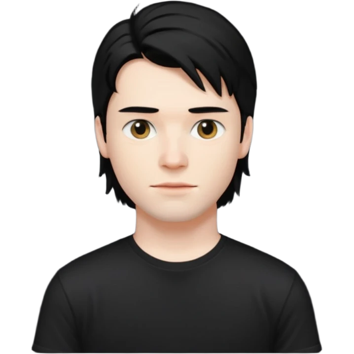 A young man with mullet black hair. emoji