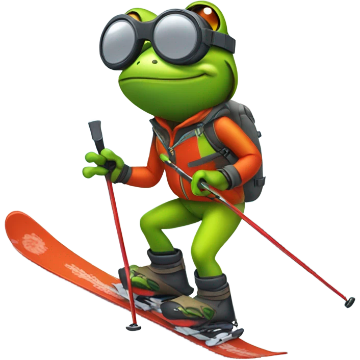 Frog skiing emoji