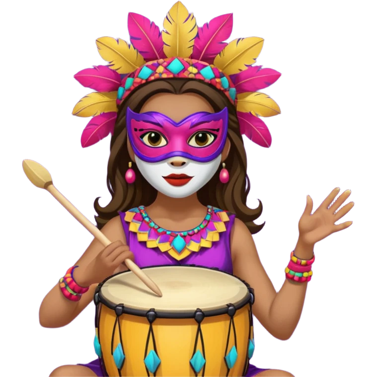 Masked Festival Drummer woman emoji