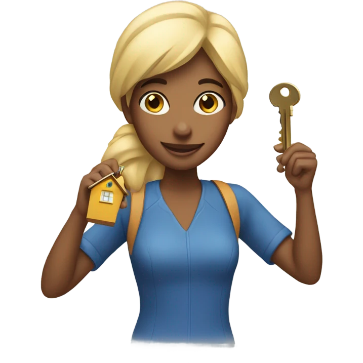 Woman holding keys to her new house  emoji