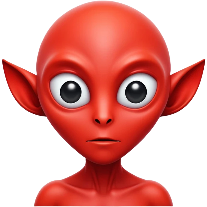 red alien with big black eyes emoji