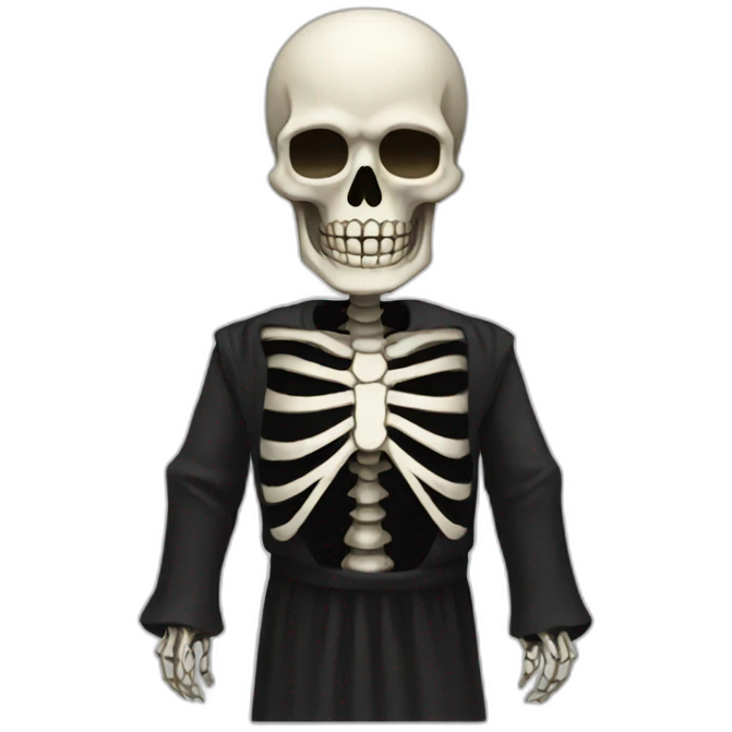 a skeleton god with a black dress look like the death emoji