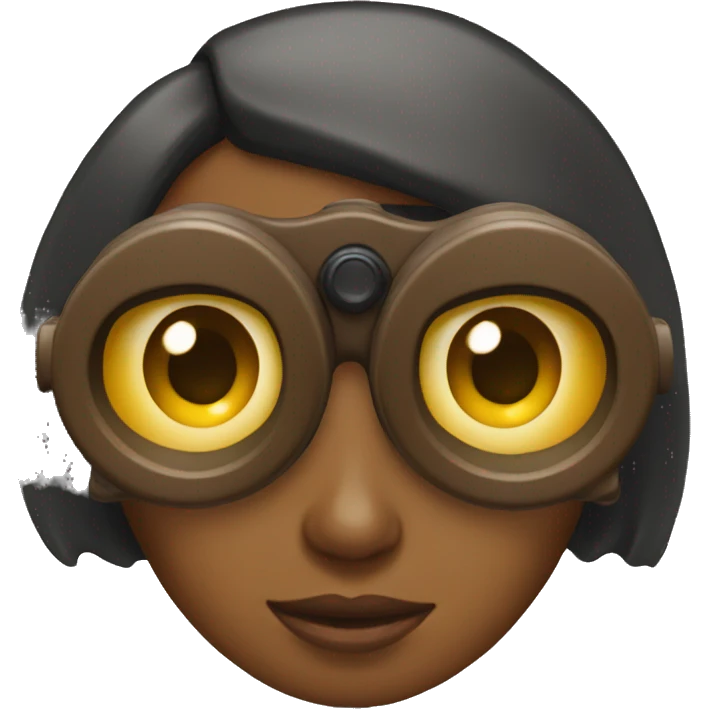 a brown girl with binocular emoji