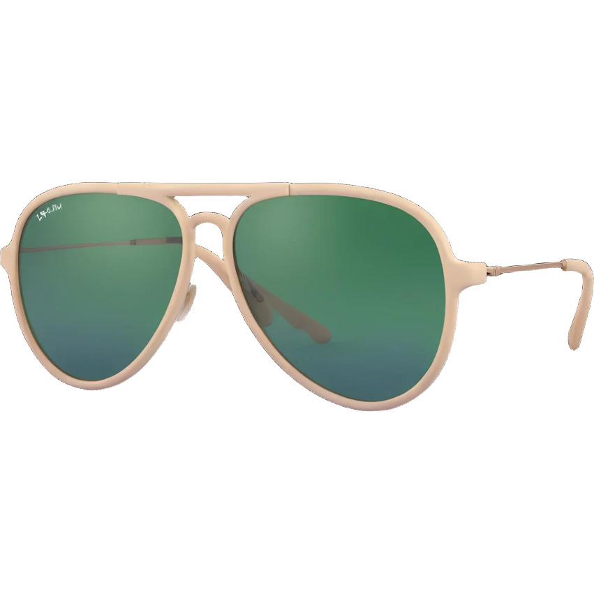 minimalist aviator sunglasses with light beige frame and dark green lenses, no text emoji