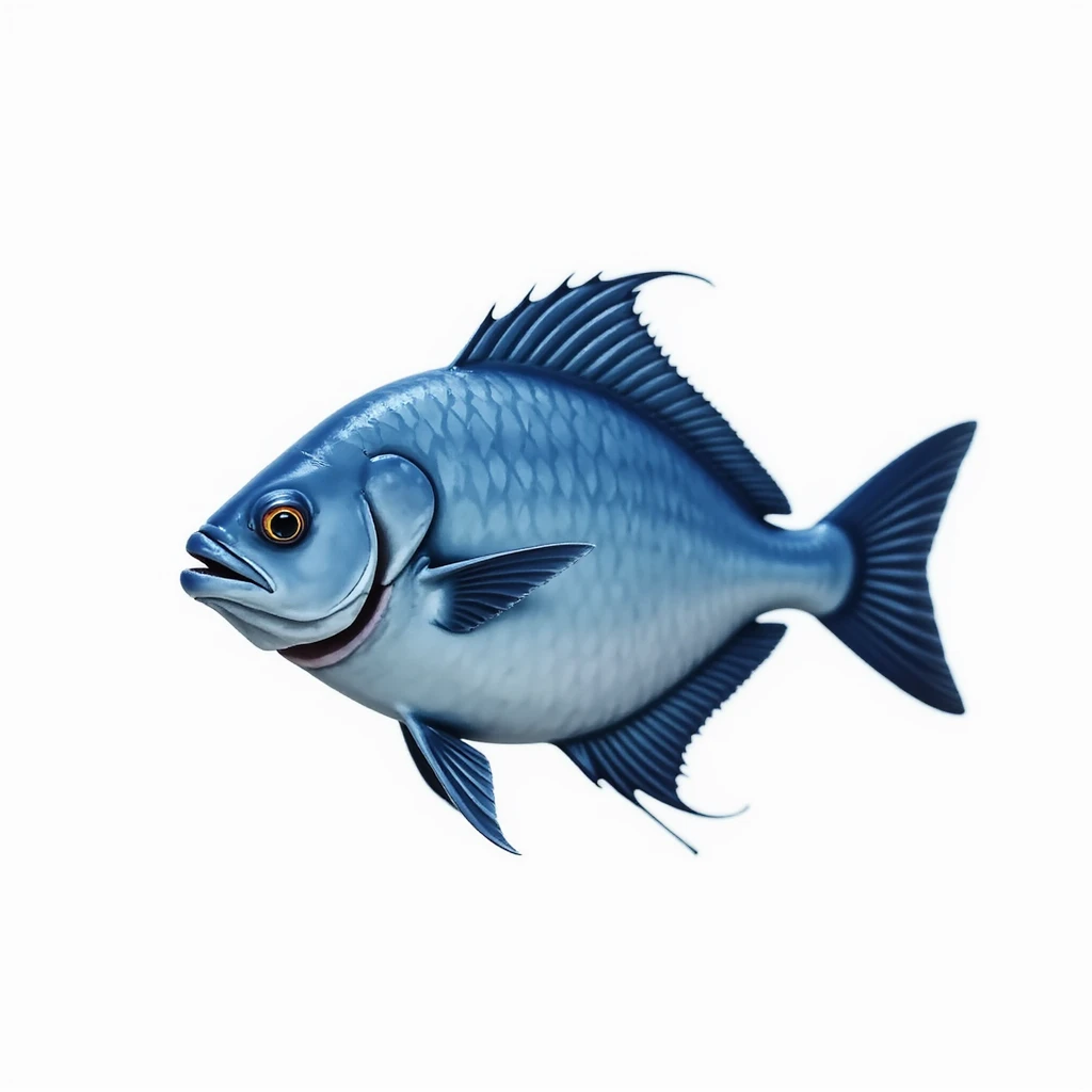 whole blue fish isolated, no background, realistic style, front view, natural details emoji