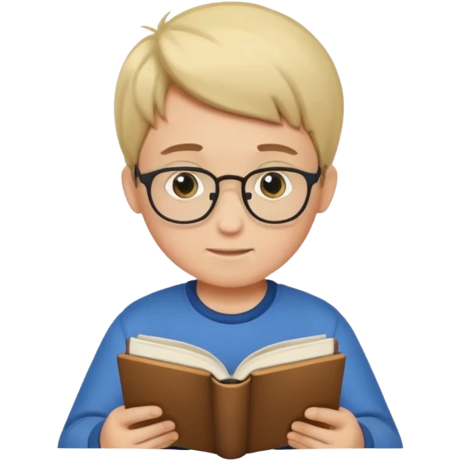 Boy reading books without glasses emoji