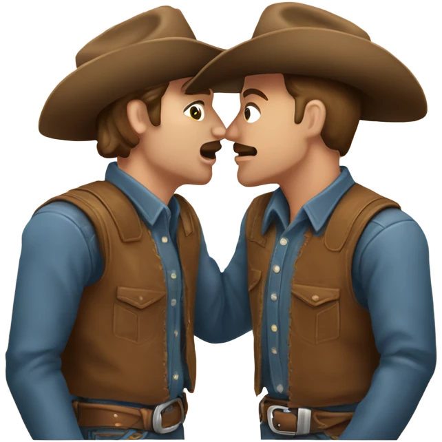 Two cowboys kissing safe for work with the words “Brad Boyz” in behind them emoji