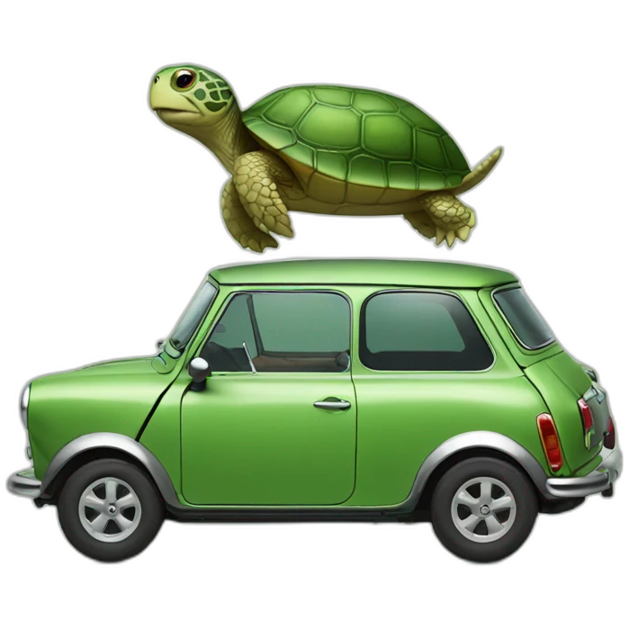 turtle driving a mini cooper emoji