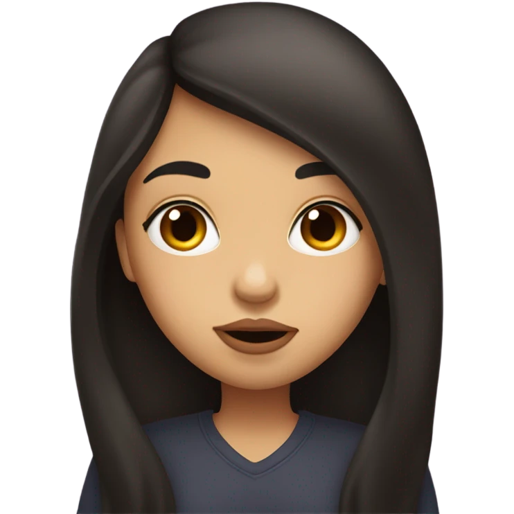 Dark long hair girl puckered lips for a kiss  emoji