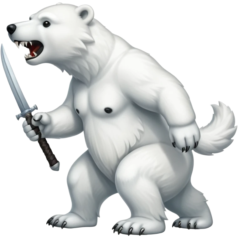 Polar bear with saber fangs and a wolf’s tail; full body emoji