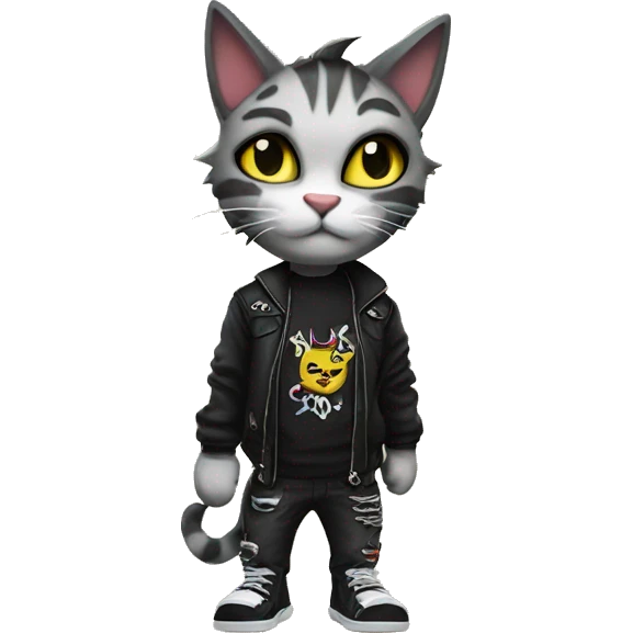 Anthro Punk Feline Full body with catcents logo emoji