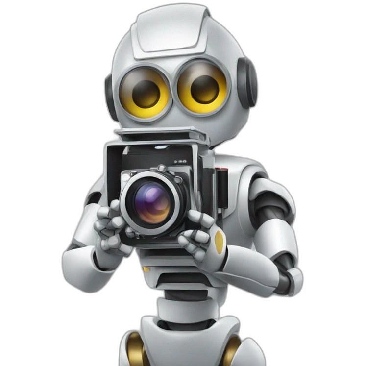 robot director holding a film camera emoji