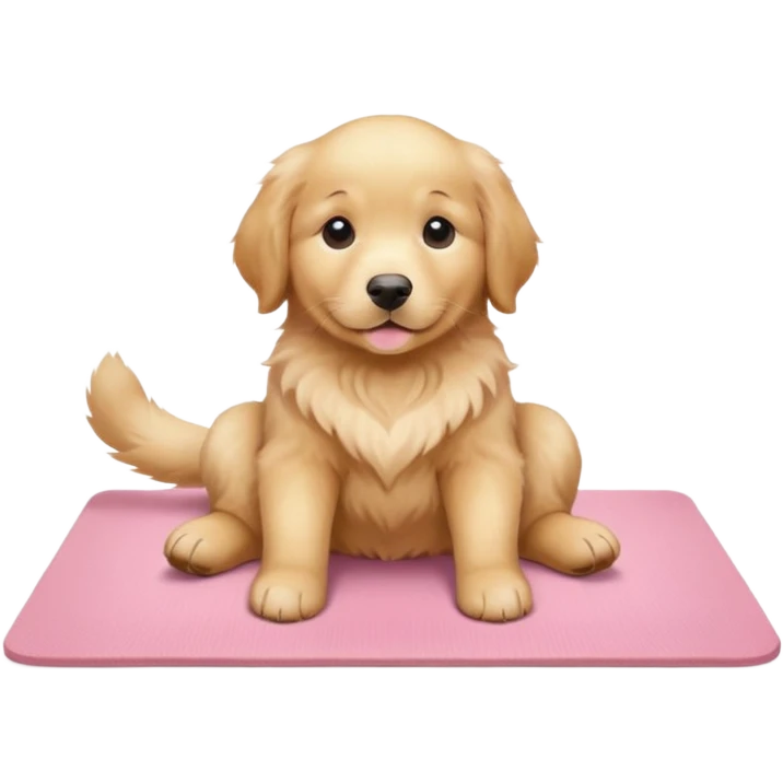 Funny Golden retriever puppy on light pink yoga mat emoji