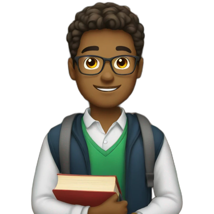 young male tutor with books emoji