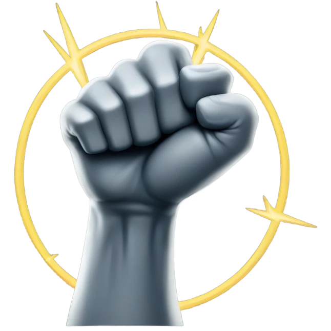 raised fist holding high voltage emoji