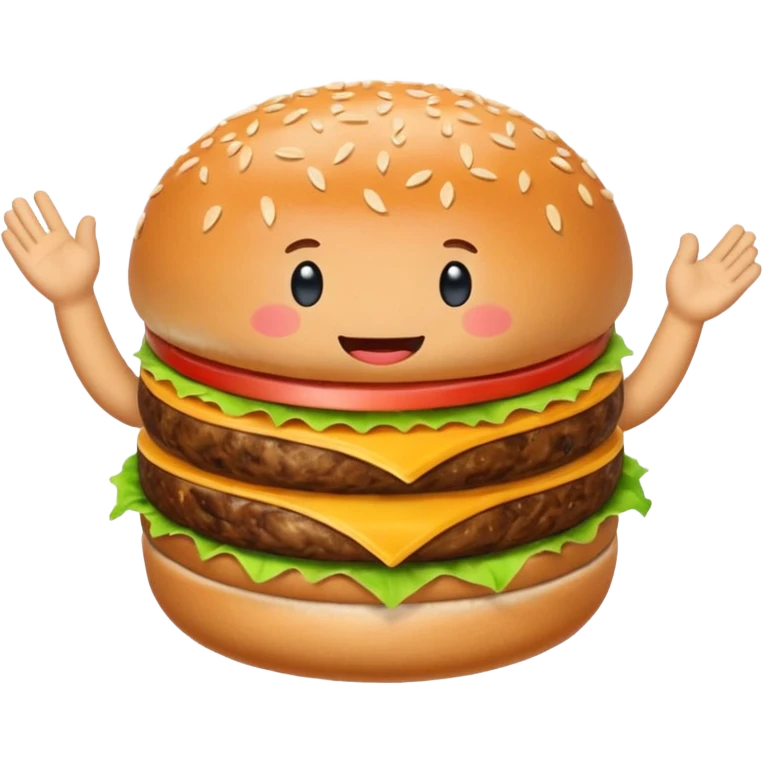 A living burger doing 67 gestures emoji