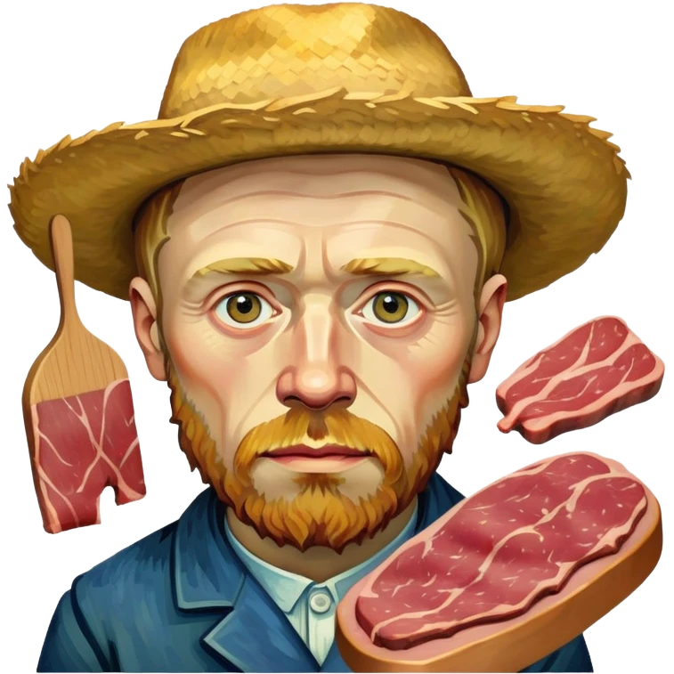 portrait of van gogh with spam meat painting  emoji