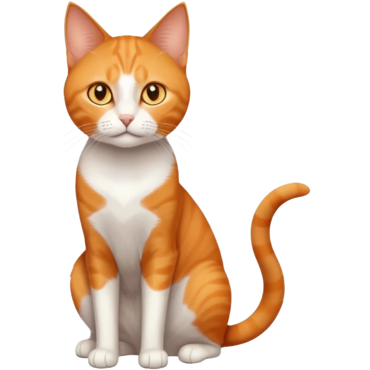 full body orange domestic shorthair slim cat with yellow/orange eyes with a white triangle on his nose emoji