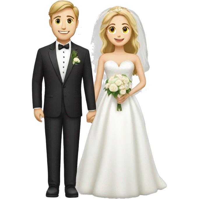 caucasian bride and caucasian groom emoji