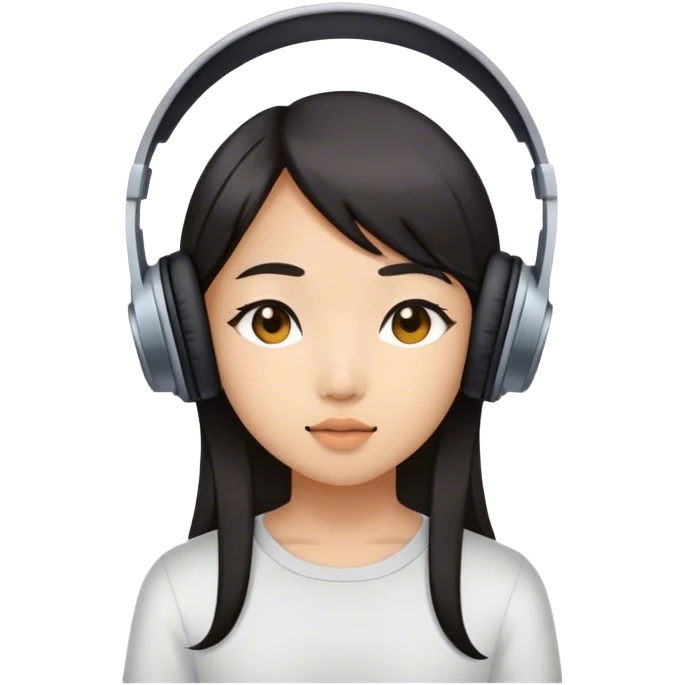 Asian girl listening to music  emoji