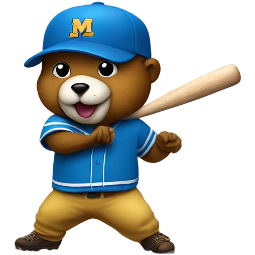 Blue Gopher swinging a baseball bat make it look like the Minnesota gopher mascot  emoji