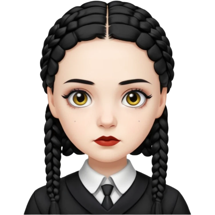 wednesday addams face with 2 braids in her nevermore high uniform emoji