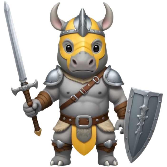 rhino with viking helmet and sword emoji