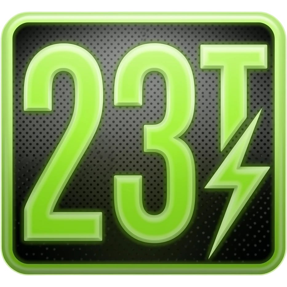 23T in neon green and black for racing numbers and lightening bolts emoji
