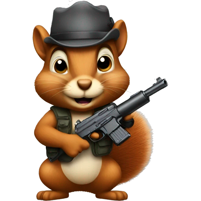 A squirrel holding a gun emoji