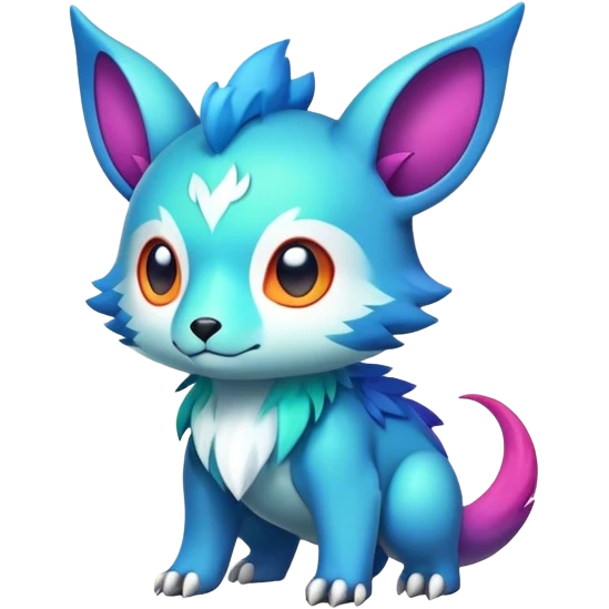 Cute cool colorful fantasy animal hybrid Fakemon full body emoji