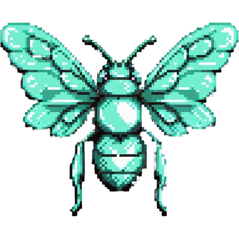 Mint green female bee with diamond wings, sparkly rhinestones, and glittery effects emoji
