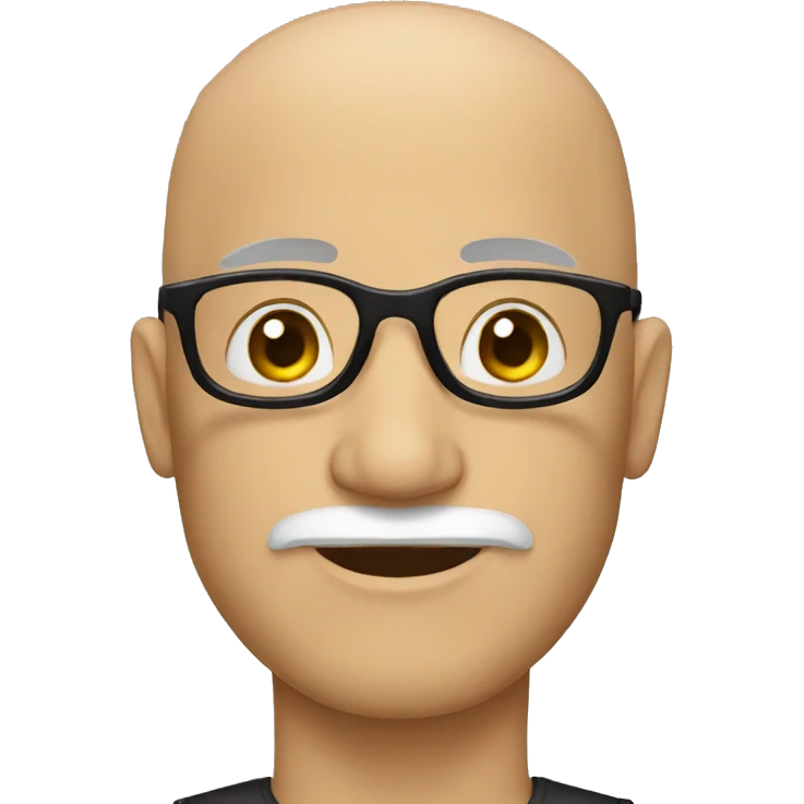 Bald man with a beard wearing black glasses emoji