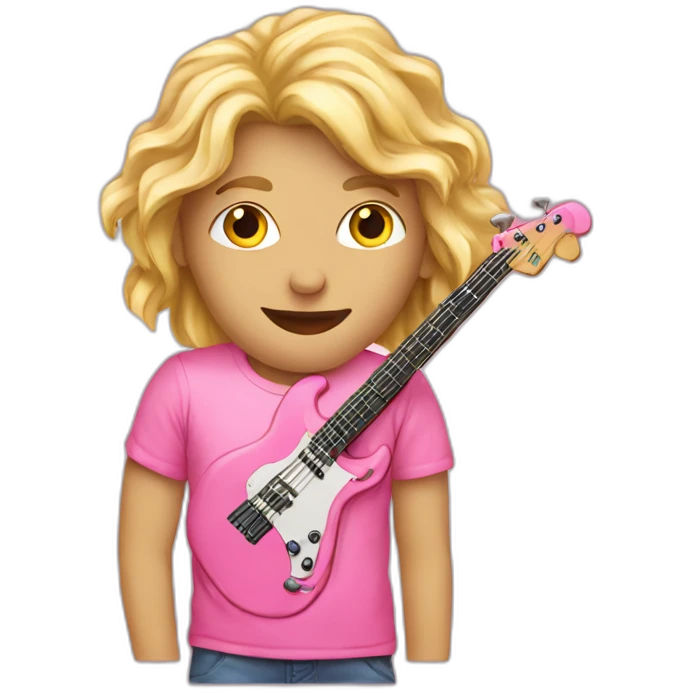 long-blond-bassguitar-player-pink-Tshirt-pink emoji
