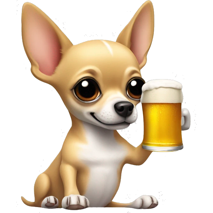 Chihuahua drinking a beer ￼ emoji