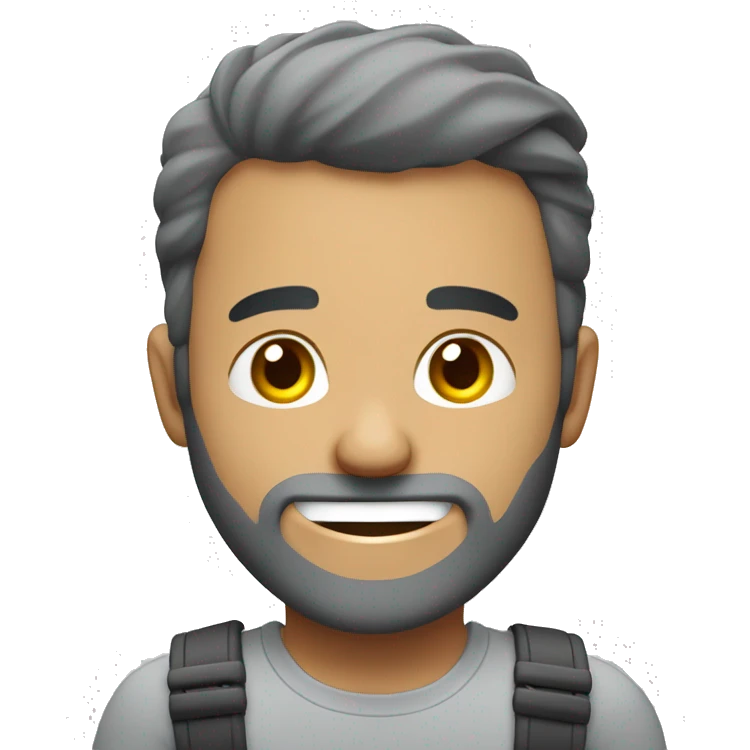 Gigachad gris sonriendo con la boca cerrada con musculos emoji