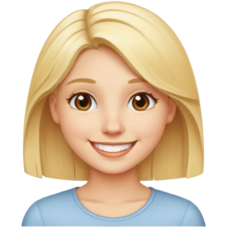 Девушка блондинка улыбается emoji