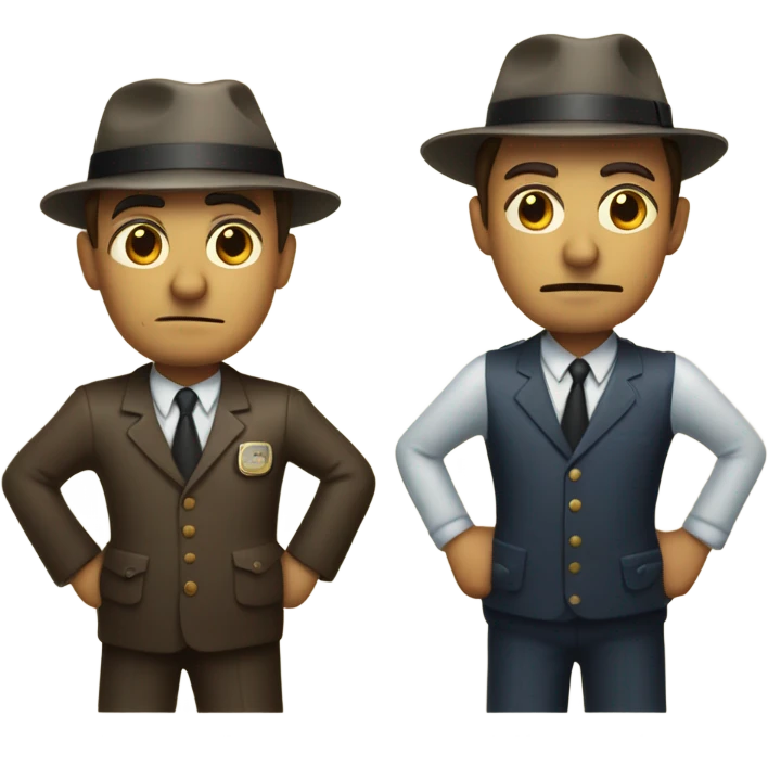 two detectives standing in anticipation behind a vintage TV set emoji