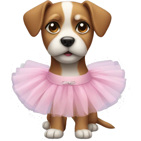 A dog wearing a tutu emoji