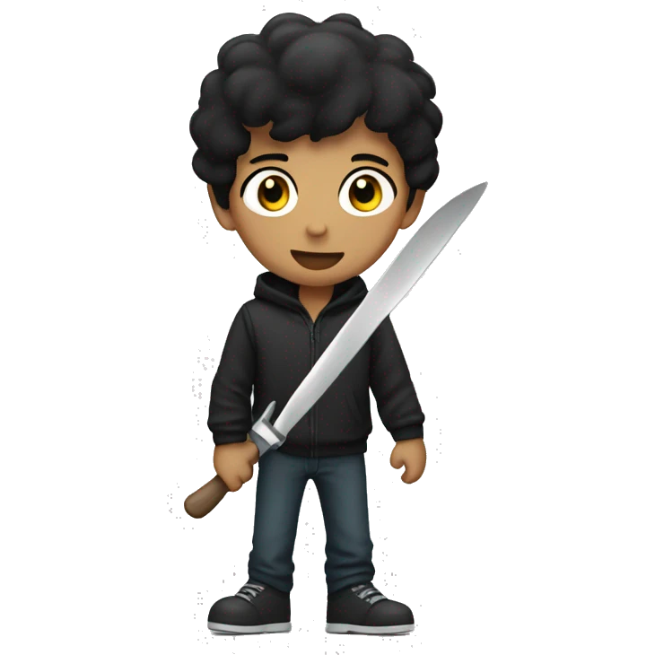 Black haired Boy with knife  emoji